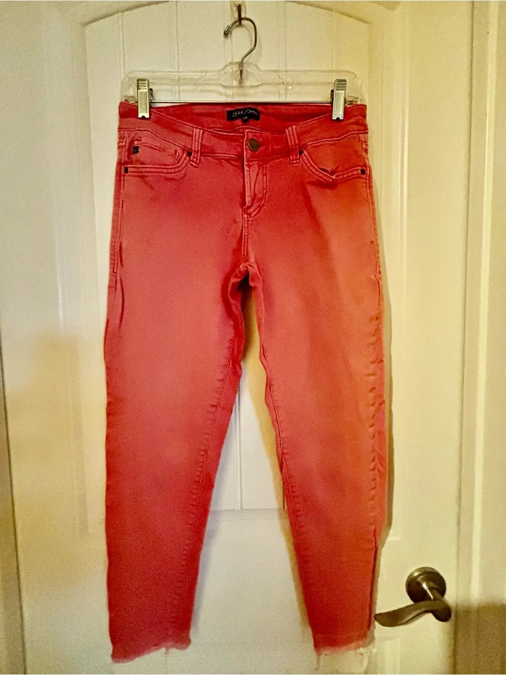 Dear John Coral Pink Ankle Skinny Jeans
